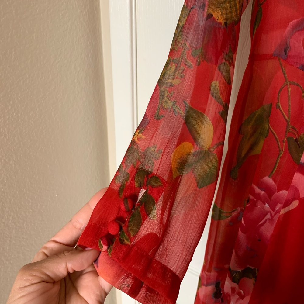 Elegant Red Floral Dress - Picture 6 of 8